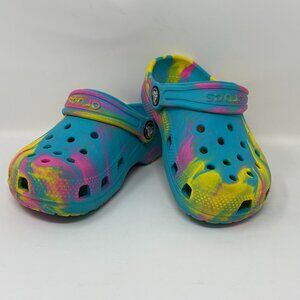 USED - Toddler Girl's Crocs Tie-Dye (Marbled) Slip-On Clogs Size 10